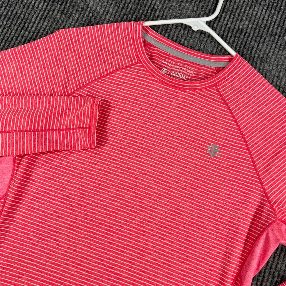 Coolibar Pullover Shirt Womens XS Extra Small Pink Striped Long Sleeve Active